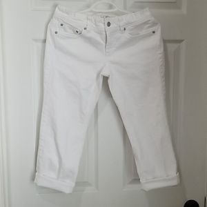Loft Modern Crop White Denim Jeans, size 2